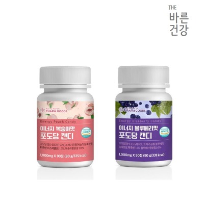 [온라인판매가능] the바른건강 이너지 포도당캔디 90정 (복숭아맛, 포도맛)